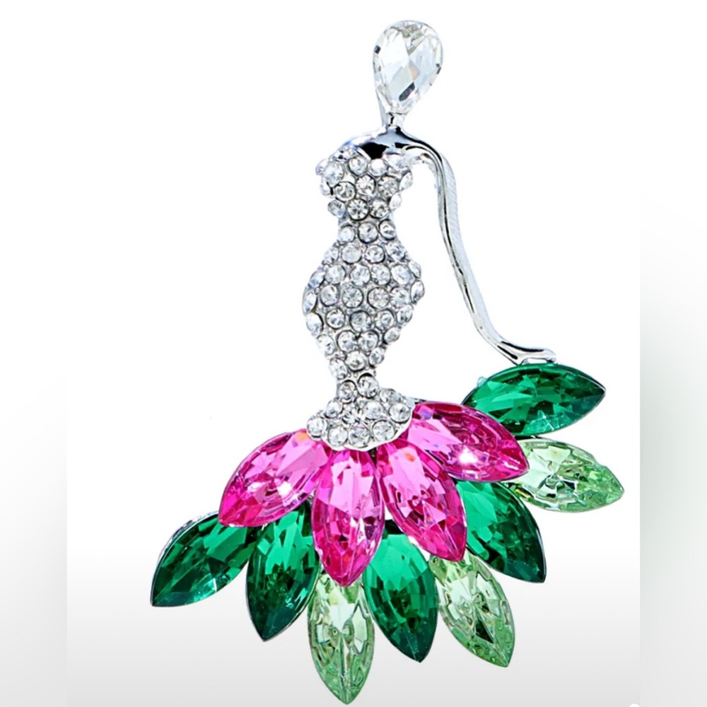 Pink and Green Crystal Sisterhood Pin Alpha Kappa Alpha Sorority Inspired